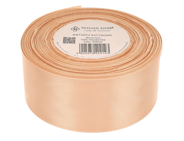 [838223] Wstążka satynowa 38mm 32mb piaskowa