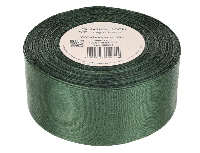 [838225] Wstążka satynowa 38mm 32mb leśna