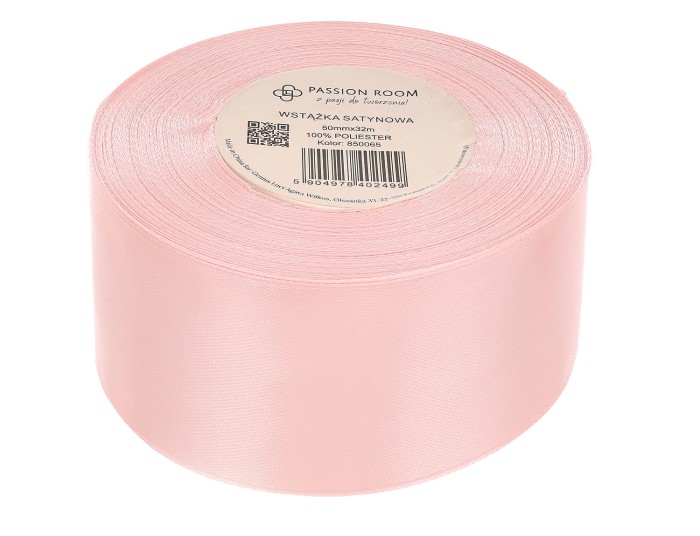[850065] Wstążka satynowa 50mm 32mb pastelowy róż jasny