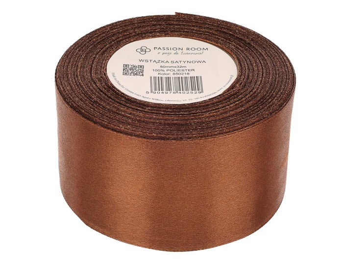 [850218] Wstążka satynowa 50mm 32mb czekoladowa