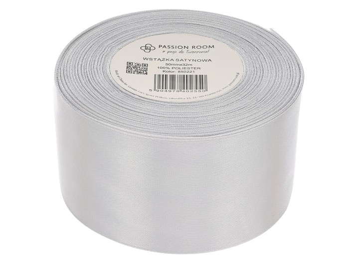 [850221] Wstążka satynowa 50mm 32mb popielata
