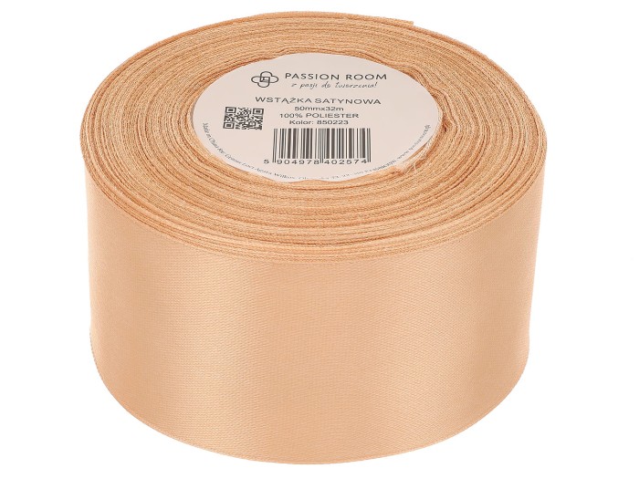 [850223] Wstążka satynowa 50mm 32mb piaskowa