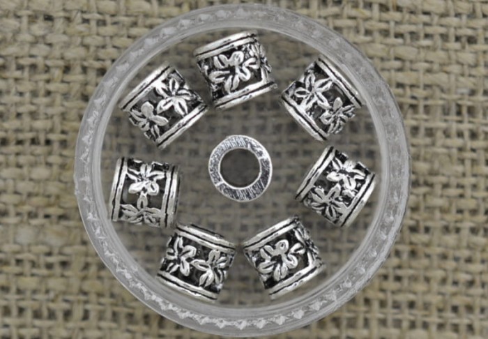 [312194] Koralik modułowy kwiaty w kolorze srebrnym