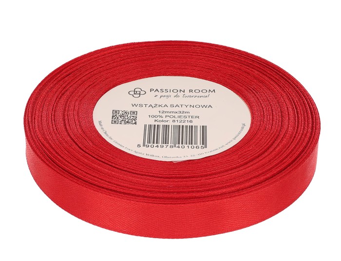 [812216] Wstążka satynowa 12mm 32mb mikołajowa