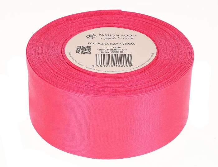 [838212] Wstążka satynowa 38mm 32mb neonowy różowy