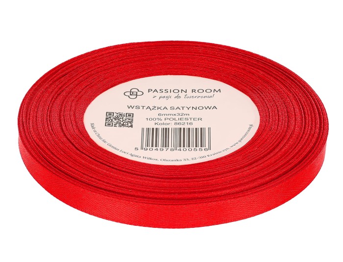 [86216] Wstążka satynowa 6mm 32mb mikołajowa