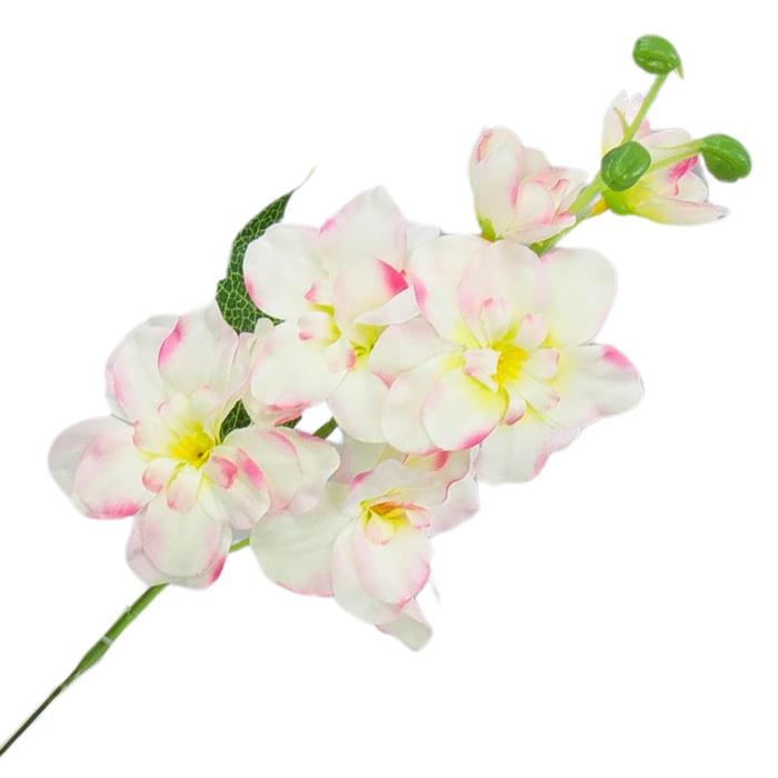 [w182003] Gałązka kwiatowa ostróżka 42cm kremowa cieniowana na różowo