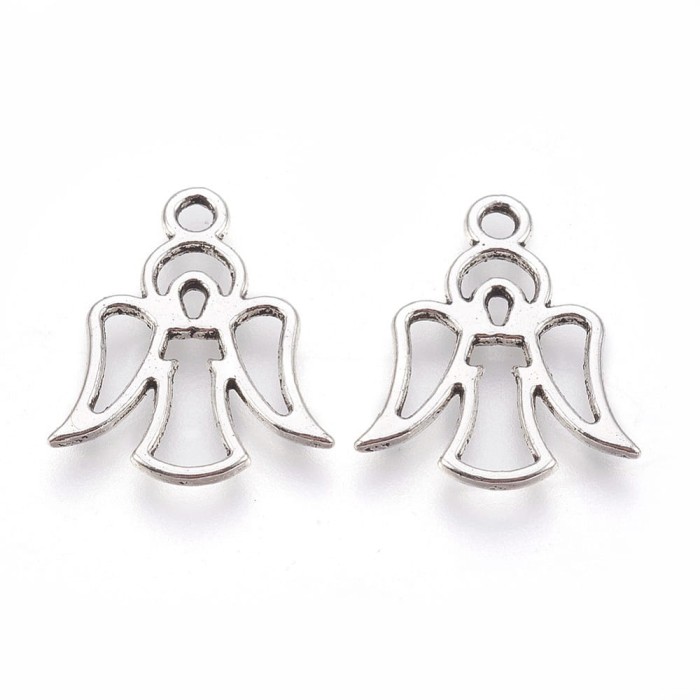 [30741] Zawieszka mała aniołek w kolorze srebrnym