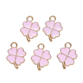 [70719] Zawieszka emaliowana czterolistna koniczynka jasnoróżowa 2szt