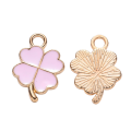 [70719] Zawieszka emaliowana czterolistna koniczynka jasnoróżowa 2szt