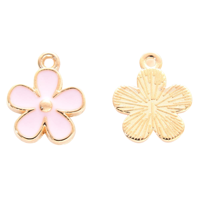 [70703] Zawieszka emaliowana kwiatek jasnoróżowy 2szt