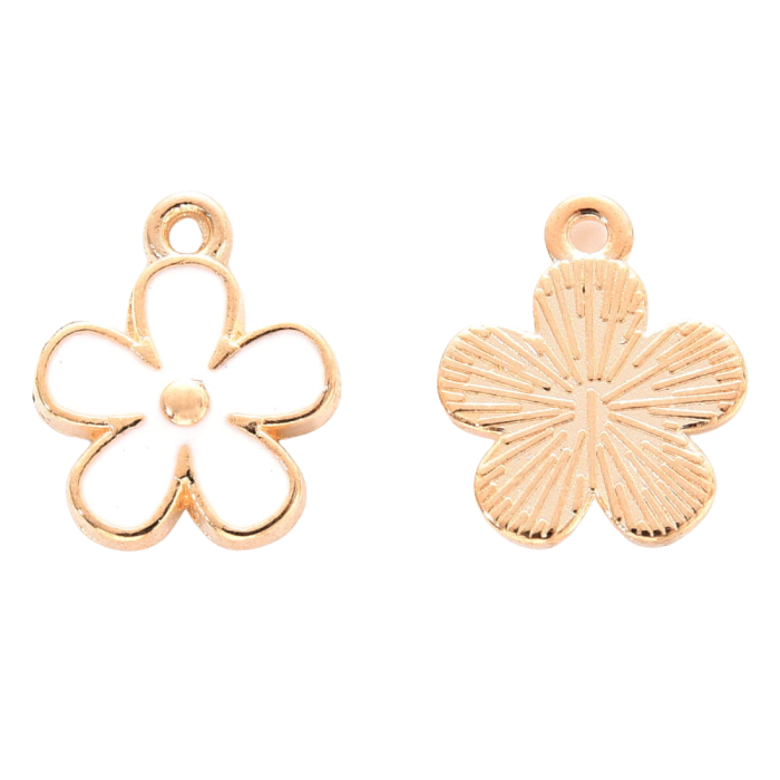 [70702] Zawieszka emaliowana kwiatek biały 2szt