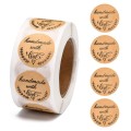 [721149] Naklejki okrągłe beżowe z napisem "handmade with love" 500szt