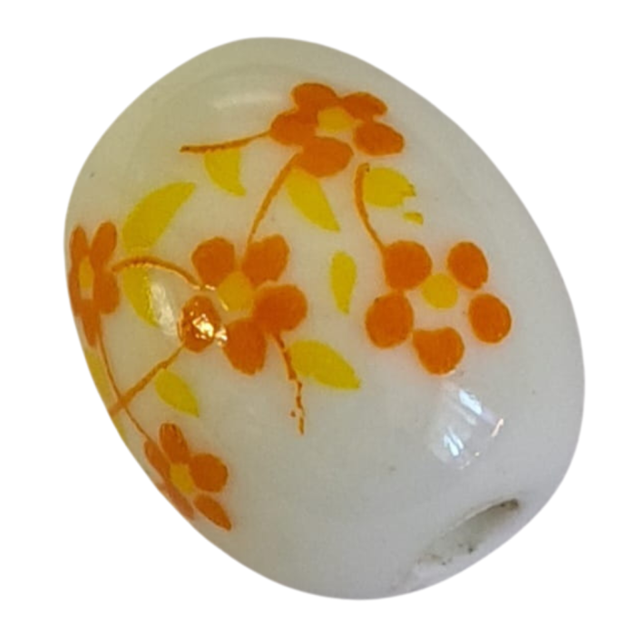 [760630] Koralik porcelanowy z miodowym nadrukiem 12*10mm