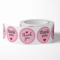 [72185] Naklejki okrągłe różowe z napisem "thank you" 500szt