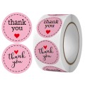 [72185] Naklejki okrągłe różowe z napisem "thank you" 500szt