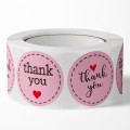 [72185] Naklejki okrągłe różowe z napisem "thank you" 500szt