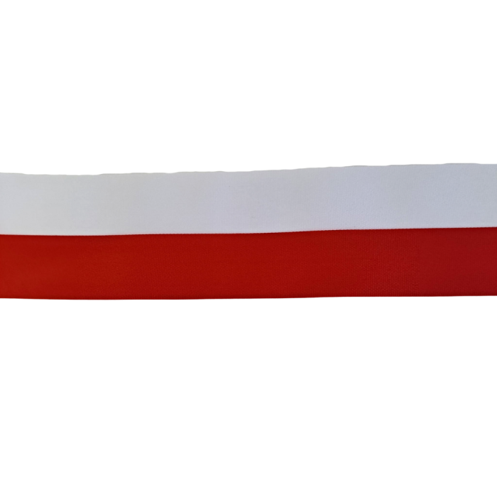[006610] Wstążka satynowa flaga biało-czerwona 50mm 1 metr