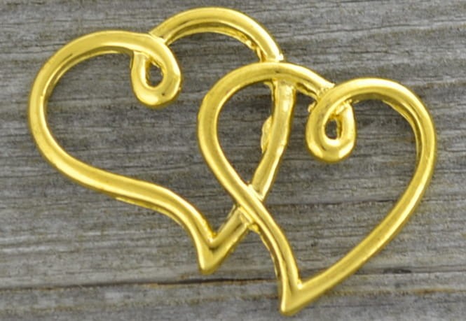 20768 Element ozdobny dwa serca w kolorze złotym