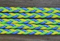 73743 Rzemień pleciony płaski 6,5*2mm żółto-zielono-niebieski 1m