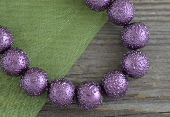 70508 Koralik szklany perełka szroniona 8mm śliwkowa 10szt