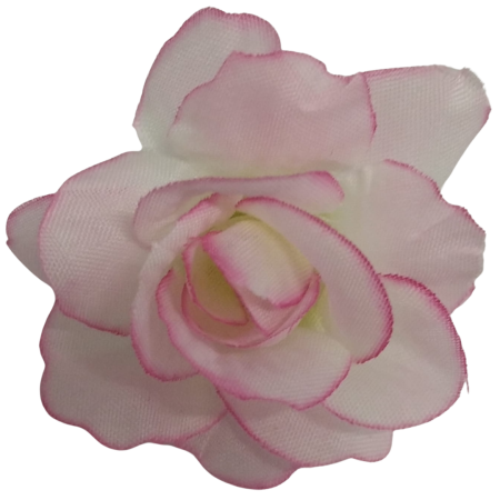 [68w3104] Główka kwiatowa róża mini kremowo- różowa 5cm 12szt