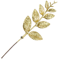 [68xb4401] Gałązka brokatowa z listkami złota 20cm
