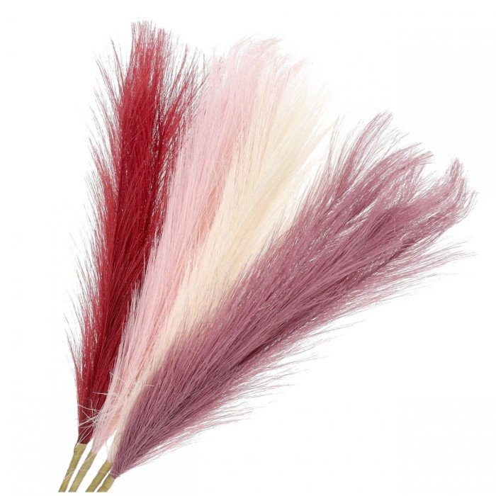 [680184] Zestaw czterech gałązek trawy pampasowej odcienie różu 45cm