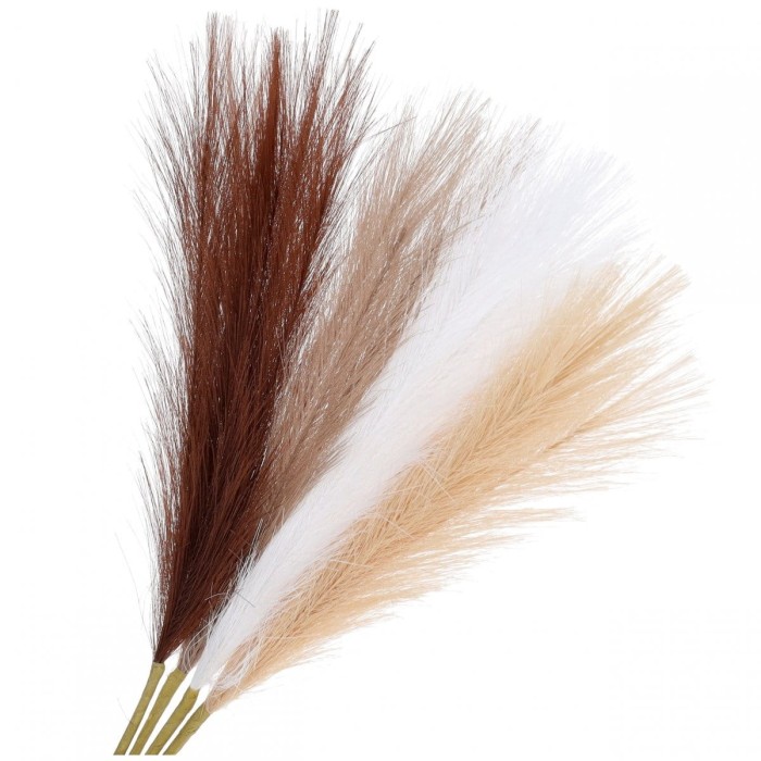 [680186] Zestaw czterech gałązek trawy pampasowej odcienie beżu 45cm