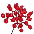 [680316] Gałązka z kuleczkami dzikiej róży czerwona 12cm 3szt