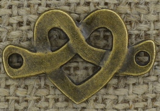 [112139] Element ozdobny łącznik serce kolor brąz