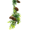 [68xp2801] Girlanda zielona iglasta z szyszkami ośnieżona 135cm
