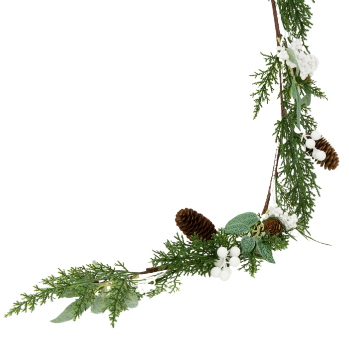 [68xj0201] Girlanda zielona z szyszkami i kuleczkami 135cm