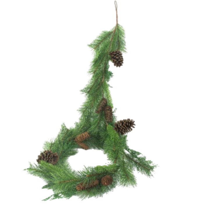 [68xs6601] Girlanda zielona iglasta z szyszkami