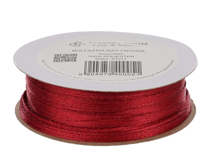 [83011] Wstążka satynowa 3mm 45mb burgundowa