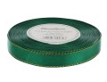 [8z12228] Wstążka satynowa 12mm 22mb  zielona ze złotą nitką