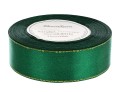 [8z25228] Wstążka satynowa 25mm 22mb  zielona ze złotą nitką