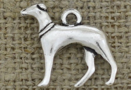 [307499] Zawieszka trójwymiarowa pies kolor srebrny