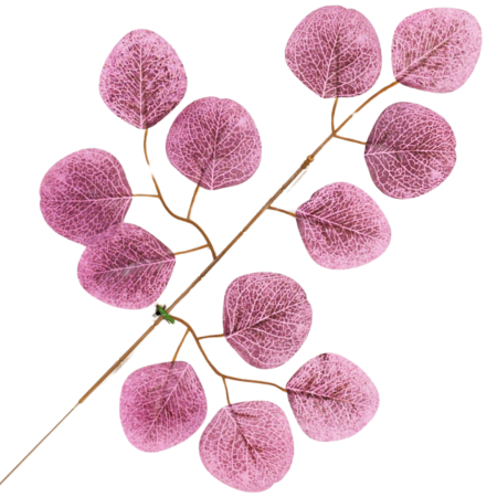 [68s8231] Gałązka liście ozdobne różowe 49cm
