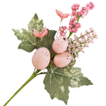 [68th0503] Gałązka ozdobna wielkanocna z różowymi pisankami i kwiatuszkami 32cm