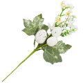 [68th0502] Gałązka ozdobna wielkanocna z białymi pisankami i kwiatuszkami 32cm