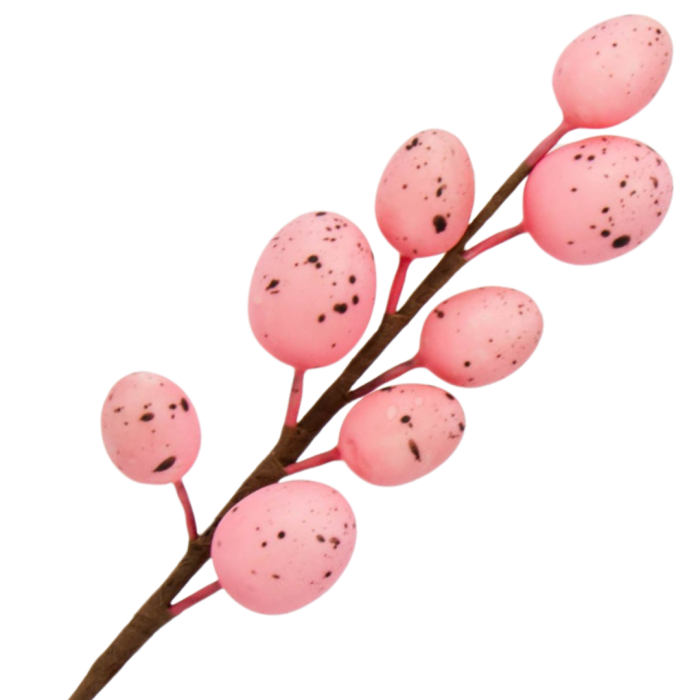 [68th0205] Gałązka ozdobna wielkanocna pisanki różowe 15cm