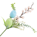 [68tm0801] Gałązka ozdobna wielkanocna z różową i zieloną pisanką 35cm
