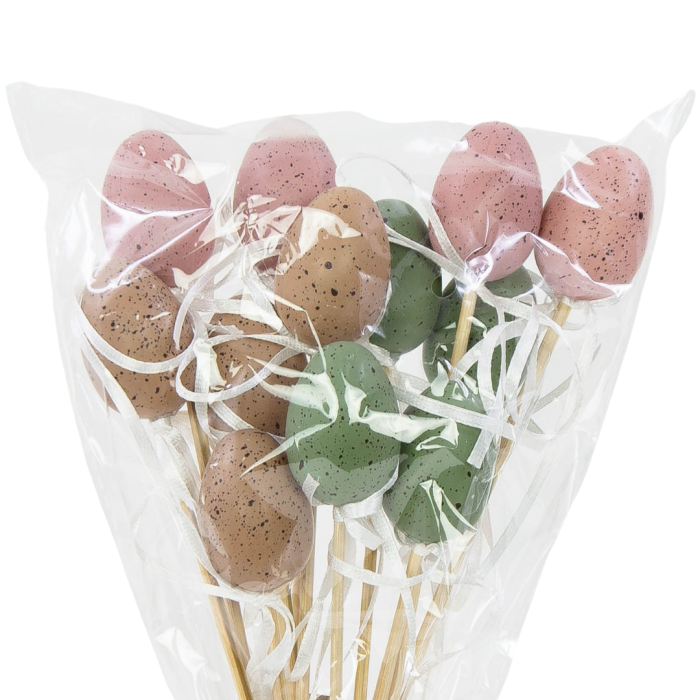 [w03tj02201] Jajka przepiórcze nakrapiane na pikach 40mm 12szt