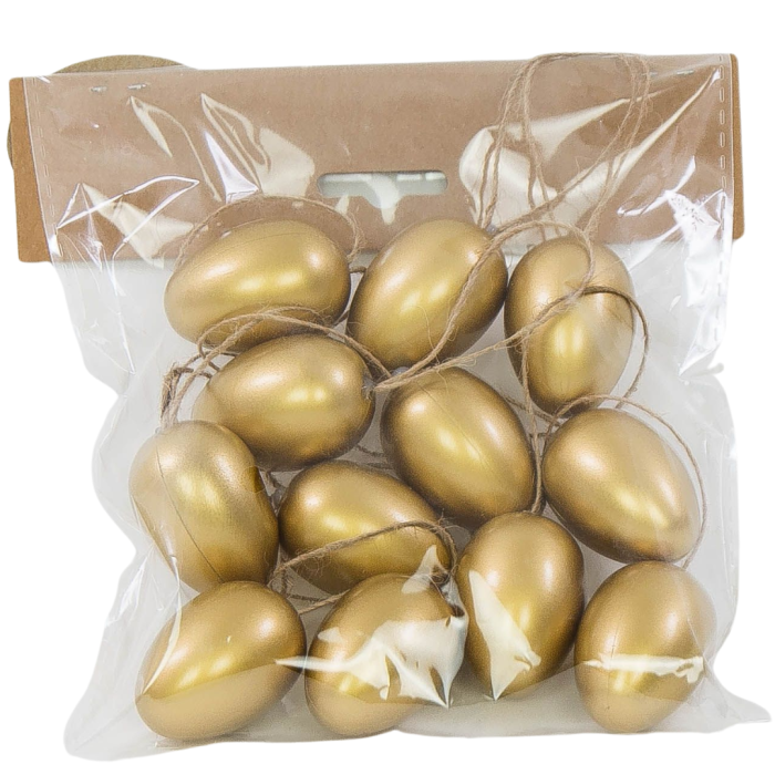 [w03tj11501] Jajka złote z zawieszkami 40mm 12szt