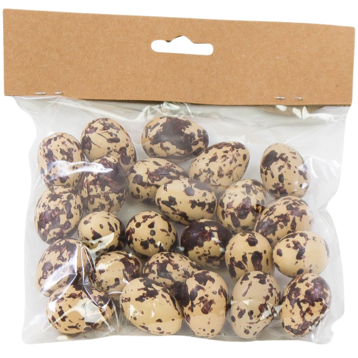 [w03tj20801] Jajka nakrapiane plastikowe 3cm beżowo- brązowe 24szt