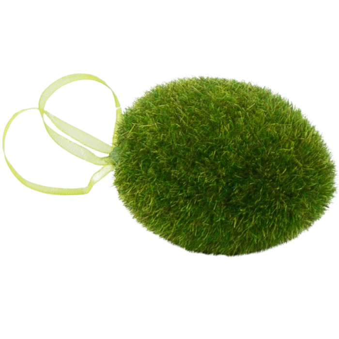 [w03fg9101] Jajko flokowane z zawieszką 6cm zielone