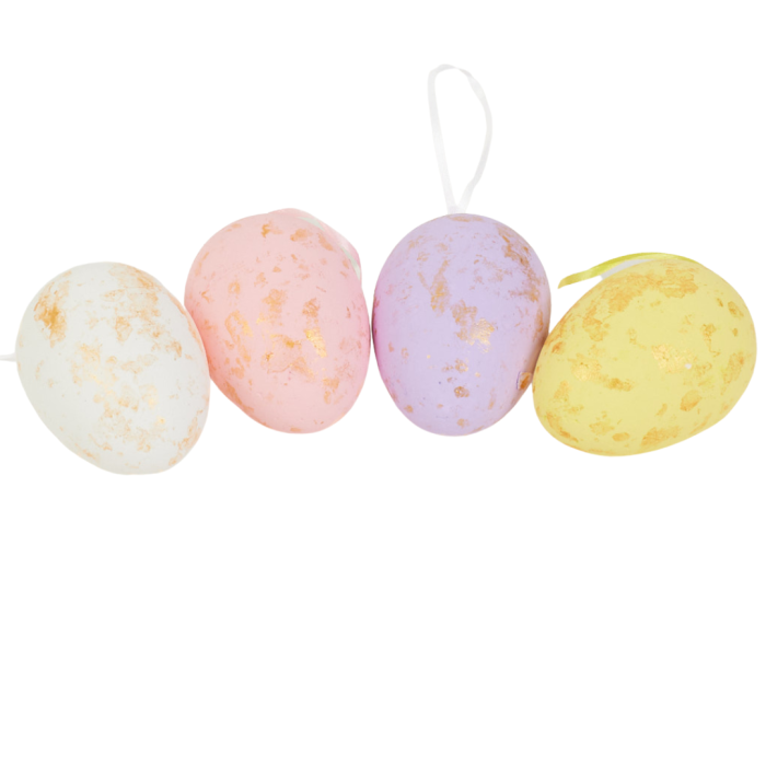 [wfp4801] Jajka z zawieszkami  9x7cm kolorowe w złote plamki 4szt