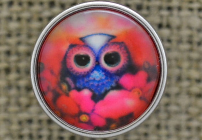 31850 Nap z kaboszonem z obrazkiem sowa w kwiatach 18mm