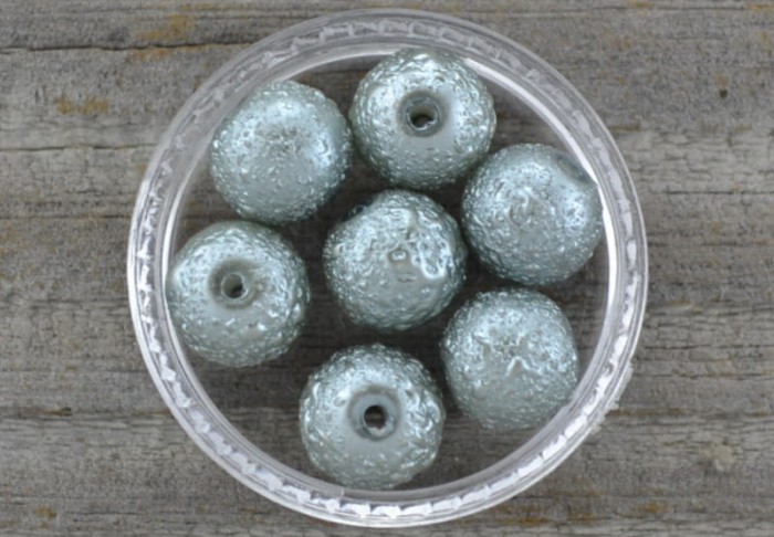 70511 Koralik szklany perełka szroniona 8mm szarozielona 10szt